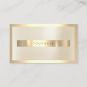 面取り金ゴールドガラスフレーム金属ミニマルアイボリー 名刺 (正面)