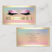 面取り金ゴールドフレームグラデーションメタルピンクローズメイク 名刺 (正面/裏面)