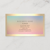面取り金ゴールドフレームグラデーションメタルピンクローズメイク 名刺 (裏面)