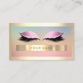 面取り金ゴールドフレームグラデーションメタルピンクローズメイク 名刺 (正面)