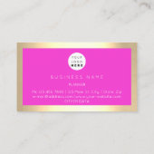 面取り金ゴールドフレームピンク明るい赤紫色金ゴールド星 名刺 (裏面)