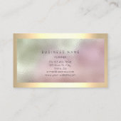 面取り金ゴールドフレームメタリックグラデーションミントピンク 名刺 (裏面)