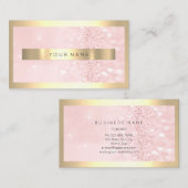 面取り金ゴールドフレームメタリックスパークリピンクグリッター 名刺 (正面/裏面)