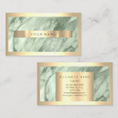 面取り金ゴールドフレームメタリックスパークリミントマーブル 名刺 (正面/裏面)