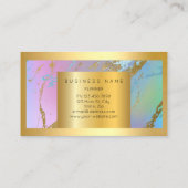 面取り金ゴールドフレームメタリックブライトピンクマーブル 名刺 (裏面)