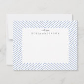 面取り青の三角形ストライプの(Chambray Blue Triangle) ノートカード (正面)