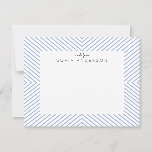 面取り青の三角形ストライプの(Chambray Blue Triangle) ノートカード (正面)