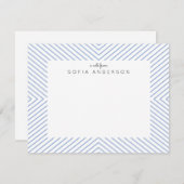 面取り青の三角形ストライプの(Chambray Blue Triangle) ノートカード (正面/裏面)