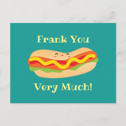 面白いありがとうジョーク ホットドッグのダジャレ ポストカード (正面)