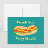 面白いありがとう  ユーモアたっぷりのホットドッグのダジャレ ポストカード (正面/裏面)