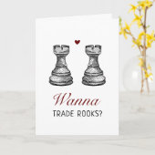 面白いいたずらチェス女王のギャンビットバレンタインデー カード (黄色い花)