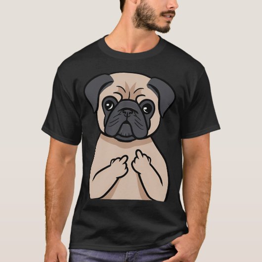 面白いいたずらパグ犬の動物愛 Tシャツ (正面)