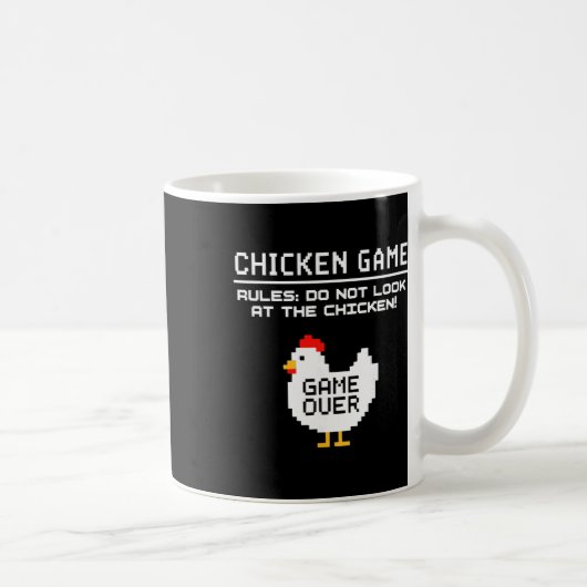 面白いいたずら チキンゲーム 鶏を見ないで コーヒーマグカップ (右)
