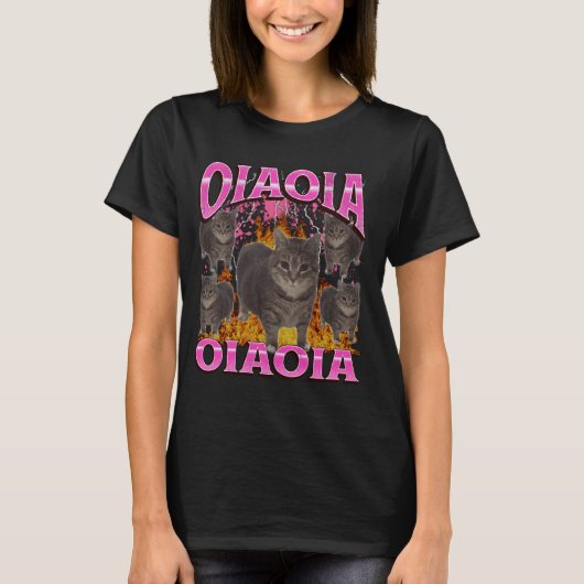面白いおいらおいら猫のミームの海賊版グラフィック Tシャツ (正面)