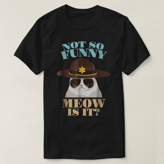 面白いおこったポリス猫デザイン Tシャツ (デザイン正面)