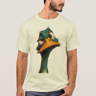 面白いおこりんぼうのダチョウ - サルカスティック・バード・キャラクター・アート Tシャツ