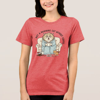 面白いおこりんぼ猫のモーニングコーヒーイラスト - 嫌 トライブレンドTシャツ
