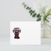 面白いおこりんぼ黒猫 Not Today マグカップ ポストカード (スタンド正面)