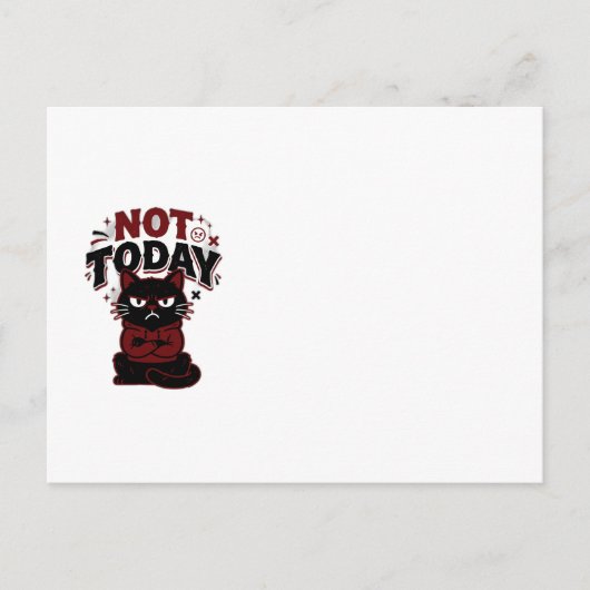 面白いおこりんぼ黒猫 Not Today マグカップ ポストカード (正面)