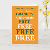 面白いおじいちゃんの退職おめでとう カード (黄色い花)