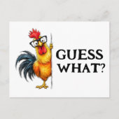 面白いおんどり Guess What パン ポストカード (正面)