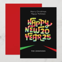 面白いお正月のカラフルなモダンカスタムテキストブラック