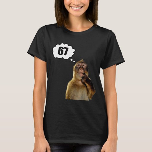 面白いお猿の思考するミーム 6 7 シックスセブン Tシャツ (正面)