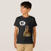面白いお猿の思考 6 7 ミーム Tシャツ (正面フル)