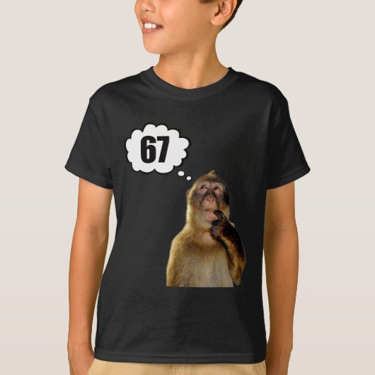 面白いお猿の思考 6 7 ミーム Tシャツ (正面)