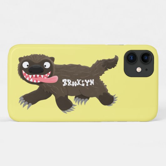 面白いお腹がすいたクズリの動物のキャラクター Case-Mate iPhoneケース (裏面(横))