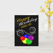 面白いお誕生日おじさん カード (黄色い花)