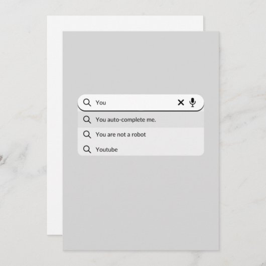 面白いことに、あなたは私をバレンタインデーのユーモアとして自動補完する シーズンカード (正面/裏面)