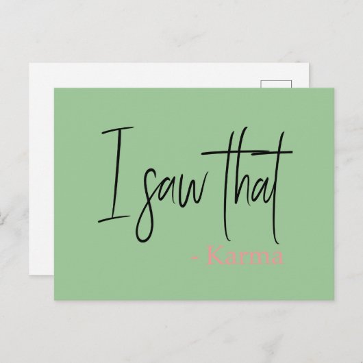 面白いことに、そのカルマの名言を見かけた ポストカード (正面/裏面)