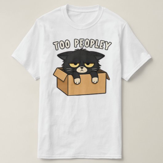面白いほど人が多い箱猫イラスト Tシャツ (デザイン正面)