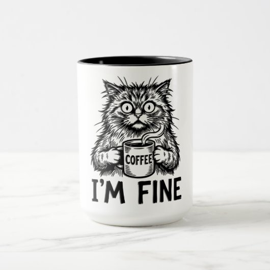 面白いぼろぼろの猫 マグカップ (中央)