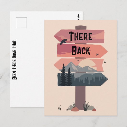 面白いよ！行ったり来たり、もう行ったことある、やったことある、って感じのバケーション ポストカード (正面/裏面)