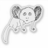 面白いアイアイステッカー - 下手に描かれた動物のギフト シール (正面)