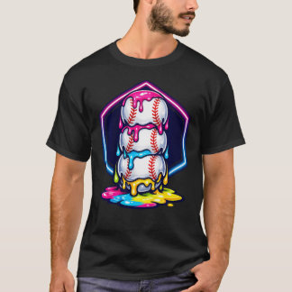 面白いアイスクリームドリップトリプル Tシャツ