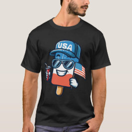 面白いアイスクリーム アメリカ国旗 4th July パトリオティック Tシャツ