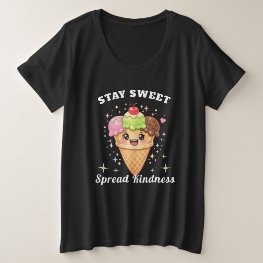 面白いアイスクリーム プラスサイズTシャツ (デザイン正面)
