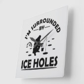 面白いアイスフィッシングの名言 スクエア壁時計 (傾斜)