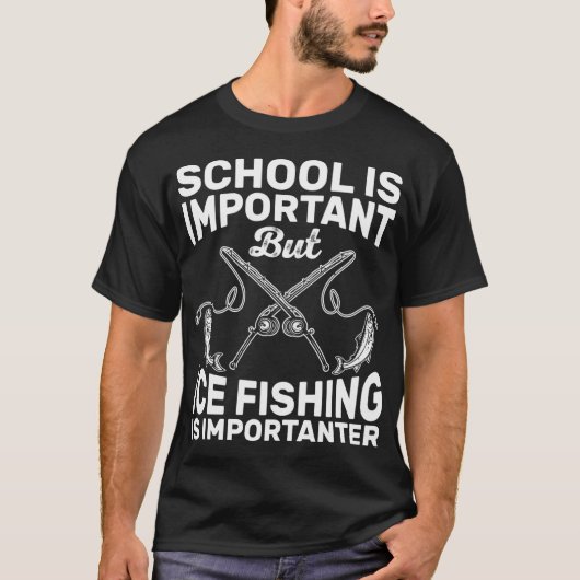 面白いアイスフィッシングの重要人物キッズ学生ギフト Tシャツ (正面)