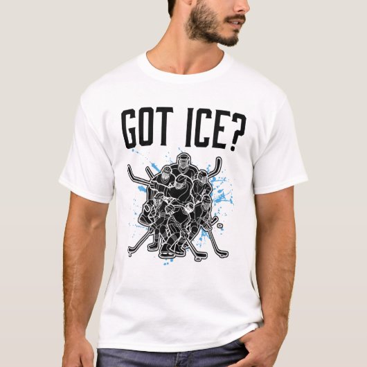 面白いアイスホッケー選手 Tシャツ (正面)