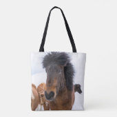 面白いアイスランド馬の肖像画 トートバッグ (裏面)