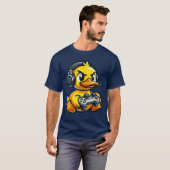 面白いアヒルのゲーマー ビデオゲーム 男の子 女の子 友達 Tシャツ (正面フル)