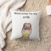 面白いアヒルのミーム – “Welcome to My Crib” かわいいアニマル クッション (ブランケット)