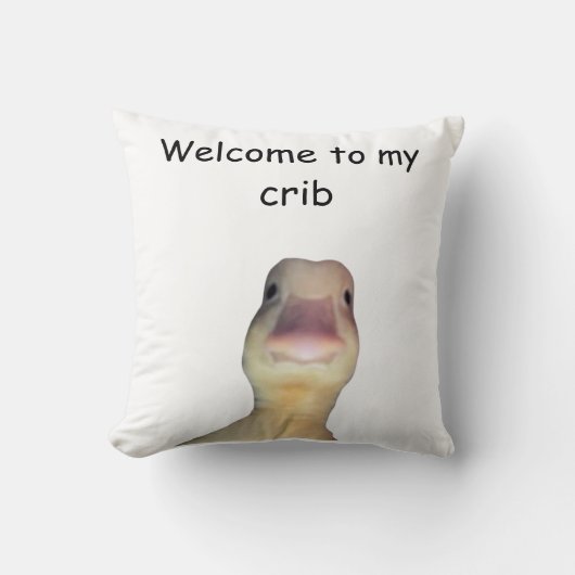 面白いアヒルのミーム – “Welcome to My Crib” かわいいアニマル クッション (正面)