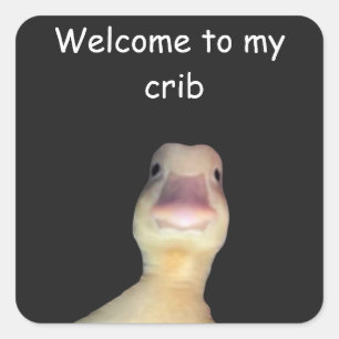 面白いアヒルのミーム – “Welcome to My Crib” かわいいアニマル スクエアシール