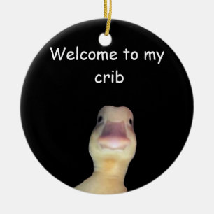 面白いアヒルのミーム – “Welcome to My Crib” かわいいアニマル セラミックオーナメント