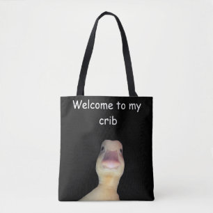 面白いアヒルのミーム – “Welcome to My Crib” かわいいアニマル トートバッグ